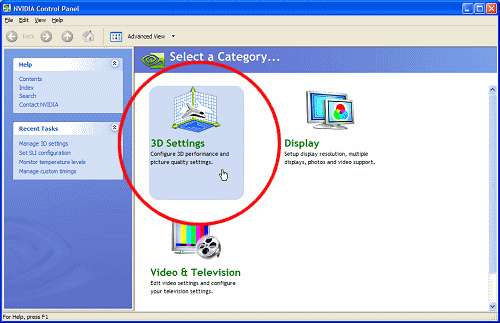 Graphics card settings